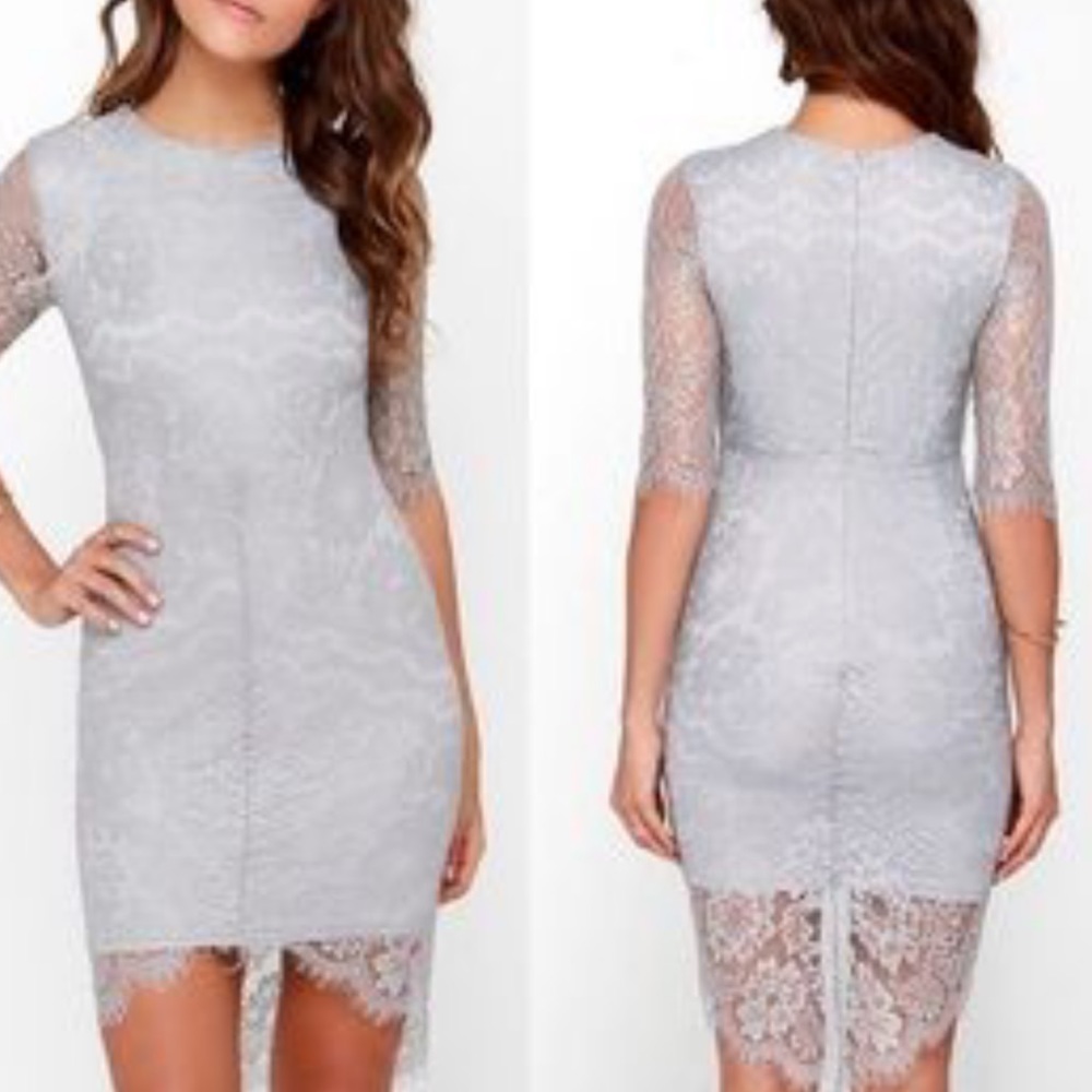 Lulu’s angel eye lace grey body on dress small